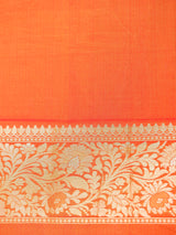 Semi Silk Pumpkin Orange Banarasi Saree