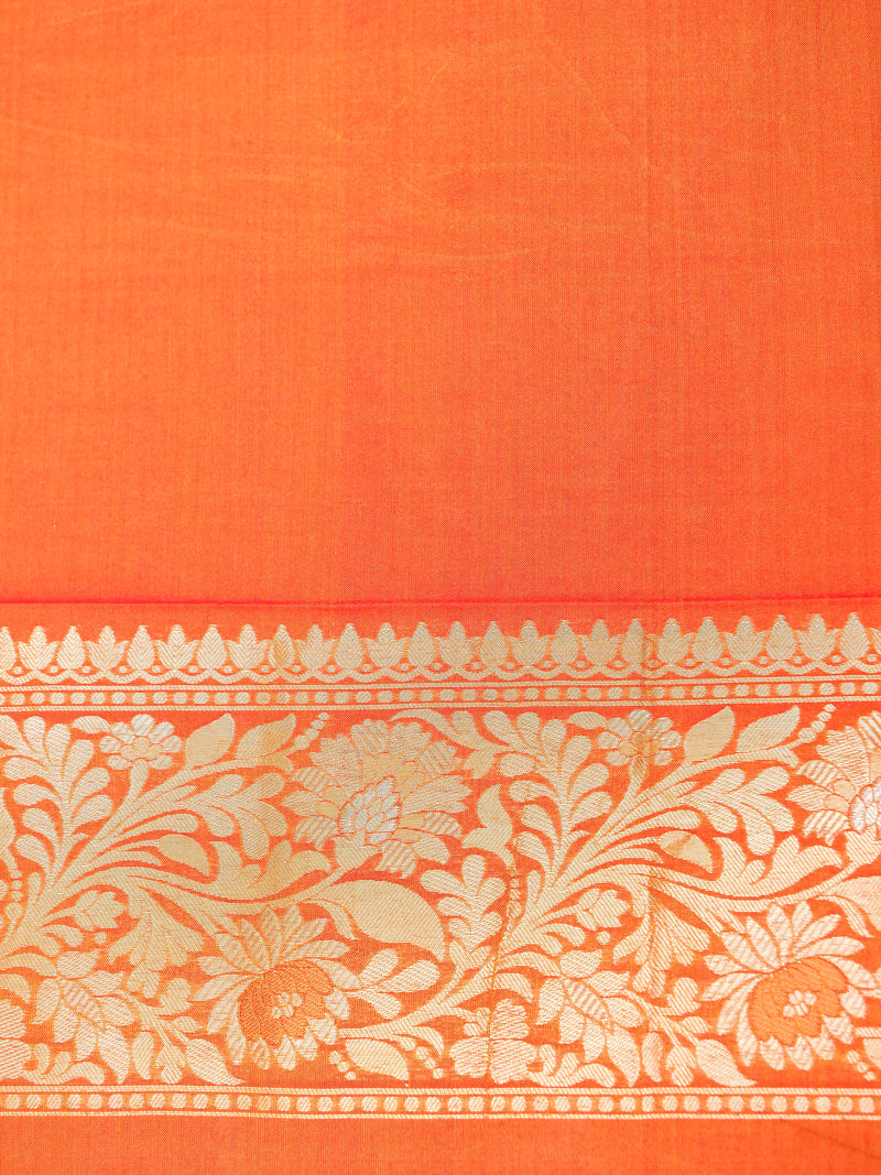 Semi Silk Pumpkin Orange Banarasi Saree