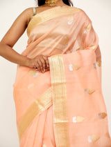 Organza Light Peach Banarasi Saree