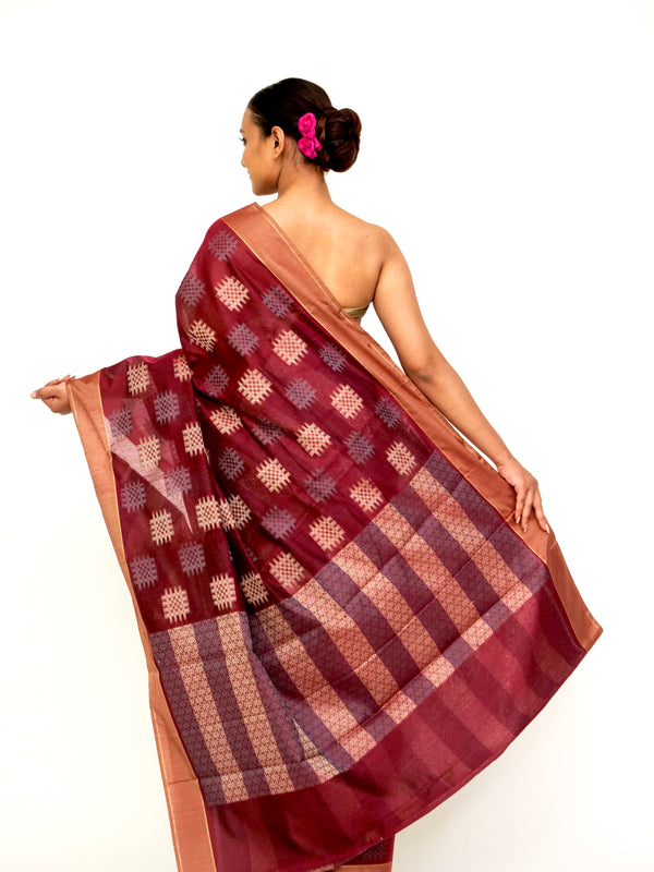 Sico Cotton Magenta Banarasi Saree