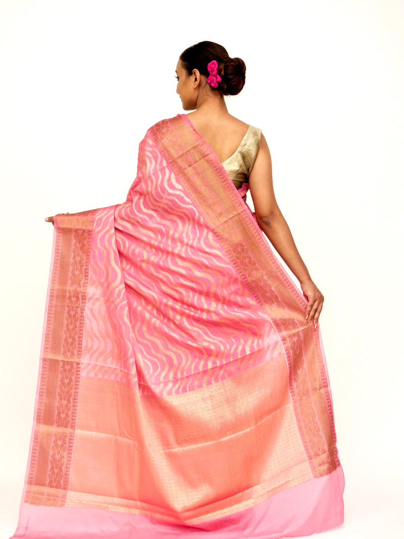 Pink Dupian Silk Banarasi Saree