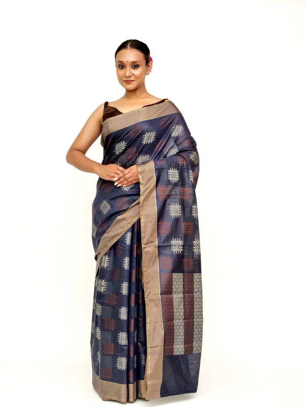 Blue Cotton Banarasi Saree