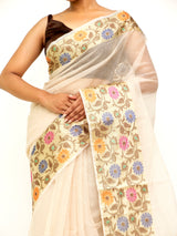 White Cotton Kota Banaras Saree