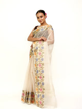 White Cotton Kota Banaras Saree