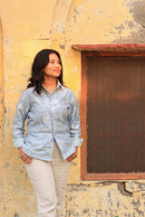 Venus Blue Pure Cotton Chanderi Shirt