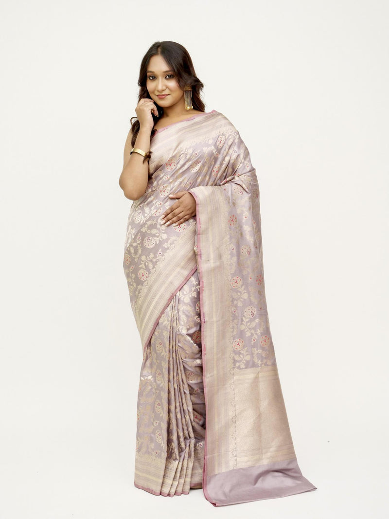 Muted Lavender Katan Silk Saree