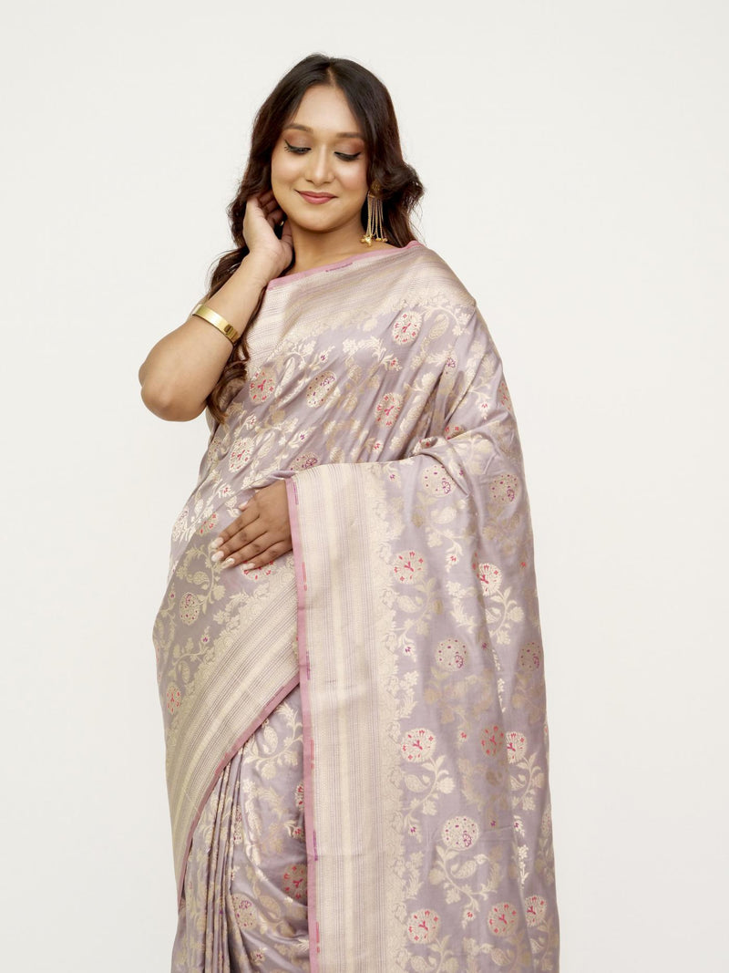 Muted Lavender Katan Silk Saree