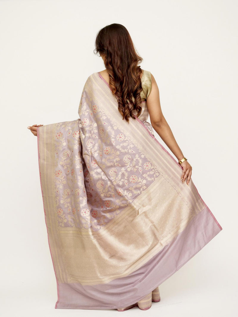 Muted Lavender Katan Silk Saree