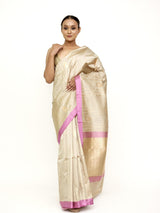 Beige Katan Silk Banarasi Saree