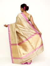 Beige Katan Silk Banarasi Saree